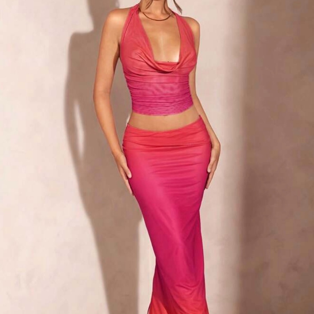 Vibrant Pink and Orange Two Piece